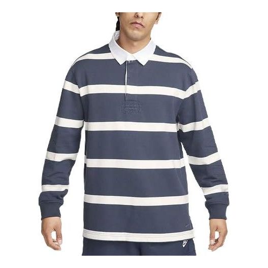 Nike Life Striped Heavyweight Rugby Shirt 'Thunder Blue' FN3123-437
