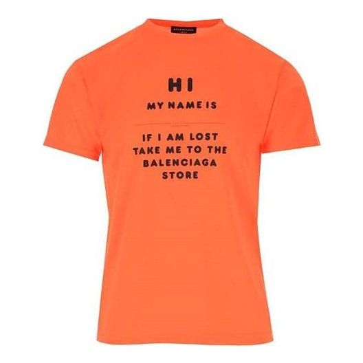 Balenciaga 'Hi My Name Is' T-Shirt 'Orange' 661705TKVK47513