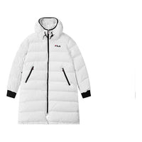 FILA Loose Casual mid-length Stay Warm Down Jacket Couple Style White F11U048956F-WT