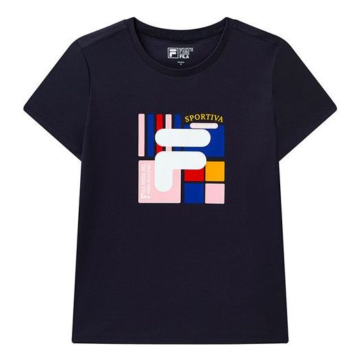 (WMNS) FILA Cotton Casual Short Sleeve Blue F11W118151F-NV