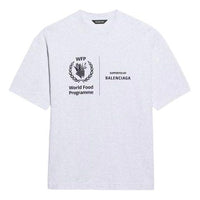 Men's Balenciaga x WFP 1st Generation Crossover Printing Logo Round Neck Pullover Short Sleeve Gray 612966THV841167