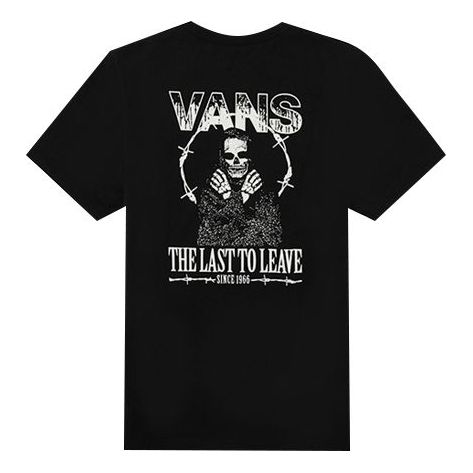 Vans Back Printing Short Sleeve Couple Style Black VN0A4P5ABLK