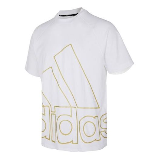adidas U Big Logo T Leisure Sports Crewneck Letter Print Short Sleeve White H60663