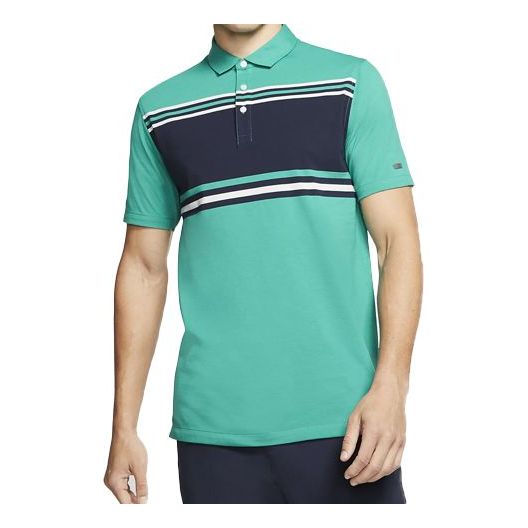 NikeDRI-FIT PLAYER Stripe Golf lapel Short Sleeve Polo Shirt Green BV0471-370