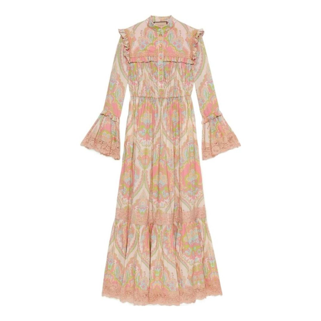 (WMNS) Gucci Floral Print Muslin Dress 'Pale Pink' 704251-ZAJAB-5713