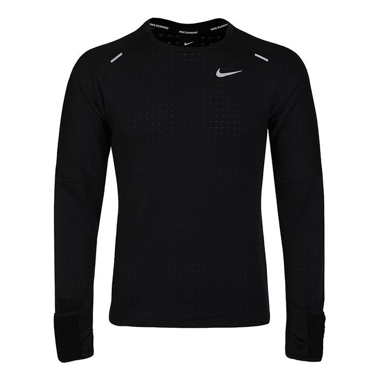 Nike Sphere Dri-Fit Running Exercise Round Long Sleeve T-Shirt Men's Black CU6084-010