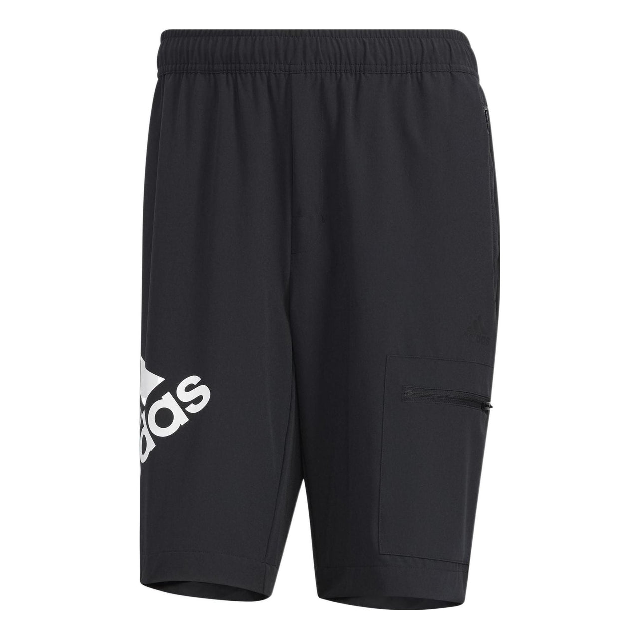Men's adidas Solid Color Alphabet Logo Straight Sports Shorts Black HE7417
