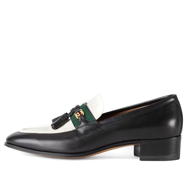 (WMNS) Gucci Loafer with Web and Interlocking G 'Black White' 674662-1W6B0-1170