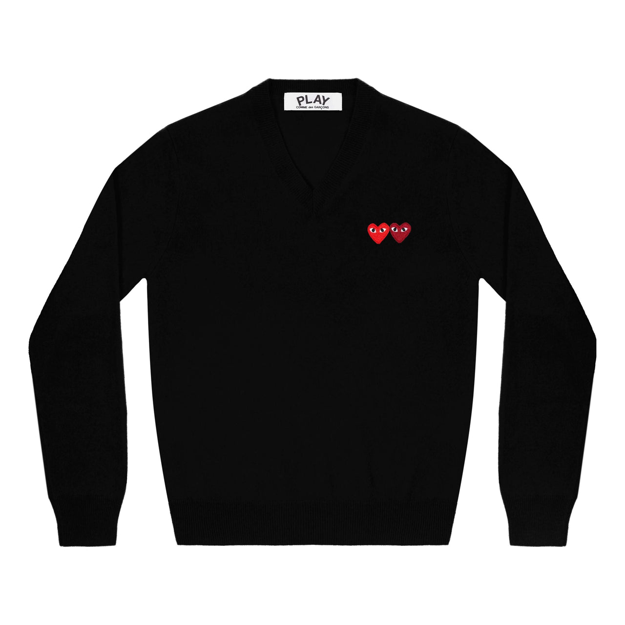 (WMNS) COMME des GARCONS PLAY V-Neck Pullover Two Emblems 'Black' AZ-N055-051-1