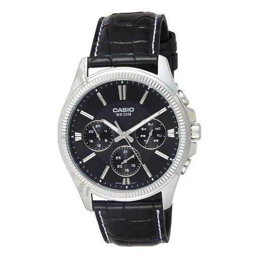 CASIO Waterproof Quartz Mens Black Analog MTP-1375L-1AV