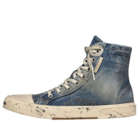 (WMNS) Balenciaga Paris High Top Sneakers 'Blue Destroyed Denim and Rubber' 688756W3RCL4090