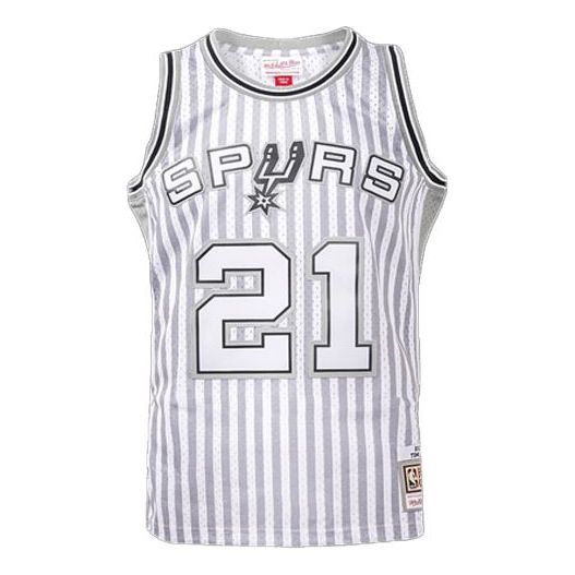 Mitchell & Ness x NBA San Antonio Spurs Striped Swingman Jersey 'White' SMJYBW19047-SASPTBK02TDU