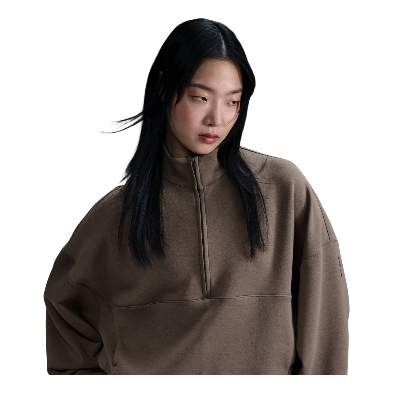 (WMNS) Nike 24.7 ImpossiblySoft Dri-FIT 1/2-Zip T-shirt Oversized Fit 'Mink Brown' HQ8189-233