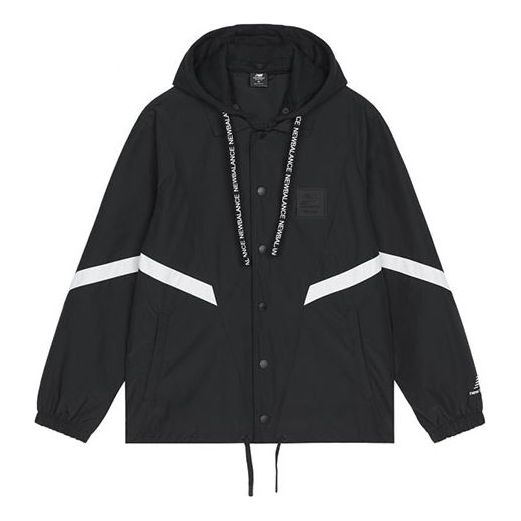 New Balance Men's New Balance Logo Alphabet Printing Contrasting Colors Hooded Jacket Black AMJ13361-BK