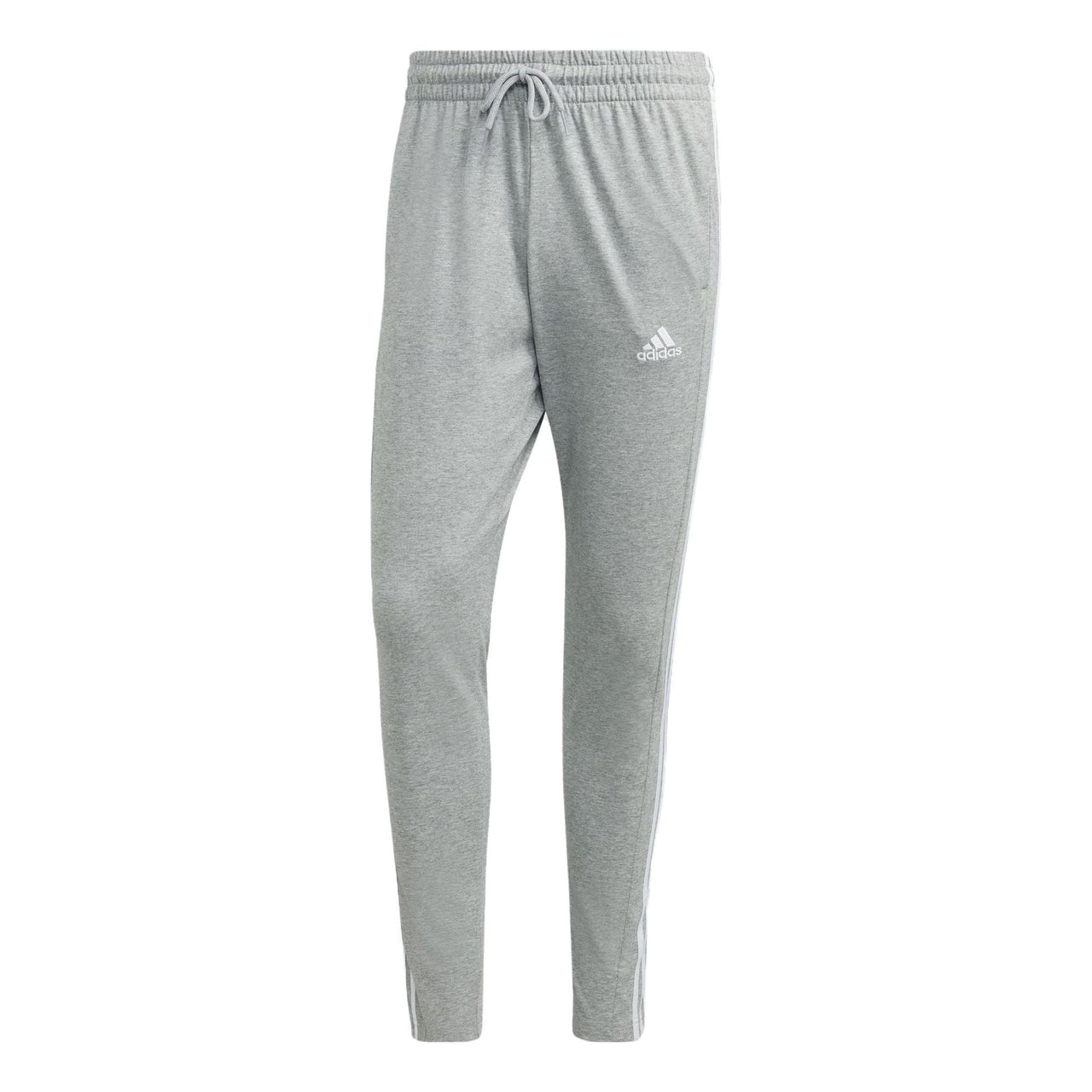 adidas Essentials Single Jersey Tapered Open Hem 3-Stripes Pants 'Grey' IC0046