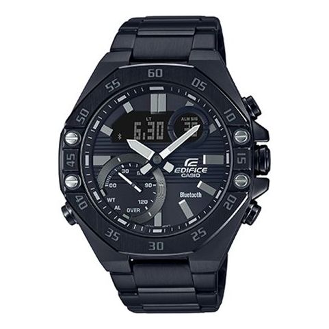 CASIO Bluetooth Waterproof EDIFICE Sports Sapphire Crystal Solar Powered Mens Black Analog/Digital Combo ECB-10YDC-1APR