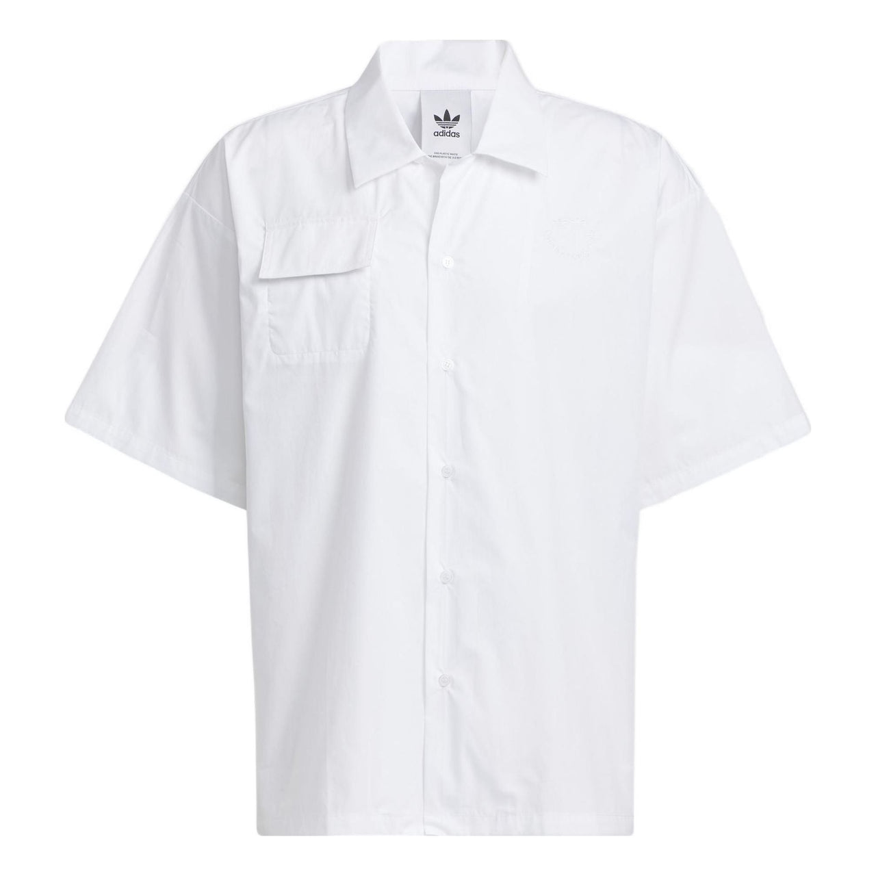 adidas originals Speed Ss Shirt Smiling Face Pattern Embroidered Solid Color Short Sleeve Couple Style White HU1236