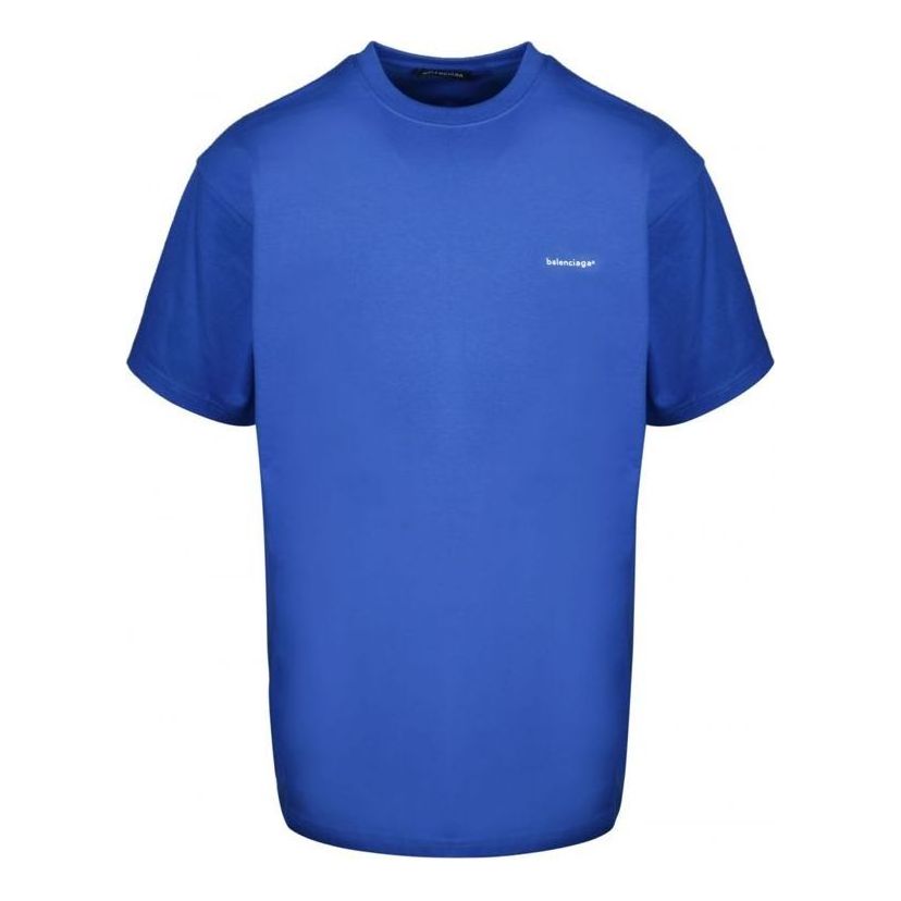 Balenciaga Small Logo Print Cotton T-Shirt 'Blue' 556150TBV438077