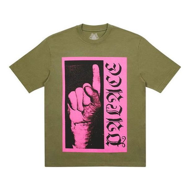PALACE Finger Print Short-Sleeved Pattern Short Sleeve Olive T-Shirt PAL-SS21-001