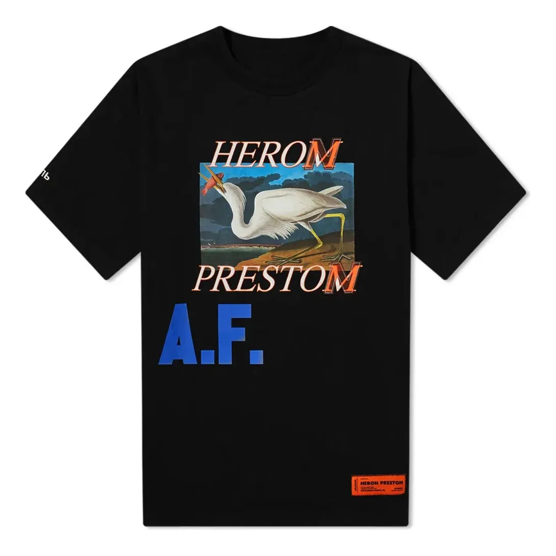 HERON PRESTON Logo Print AF Oversized T-Shirt 'Black' HMAA020R21JER0021045