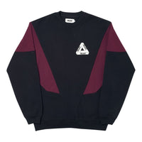 PALACE Droppeth Crew Black/Burgundy Logo Printing Colorblock Long Sleeves Unisex Black P18FW182