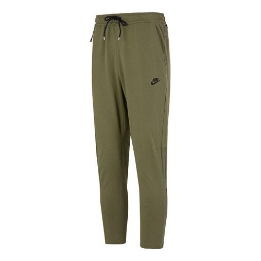 Men's Nike Solid Color Logo Training Fleece Bundle Feet Sports Pants/Trousers/Joggers Military Green DM6592-222