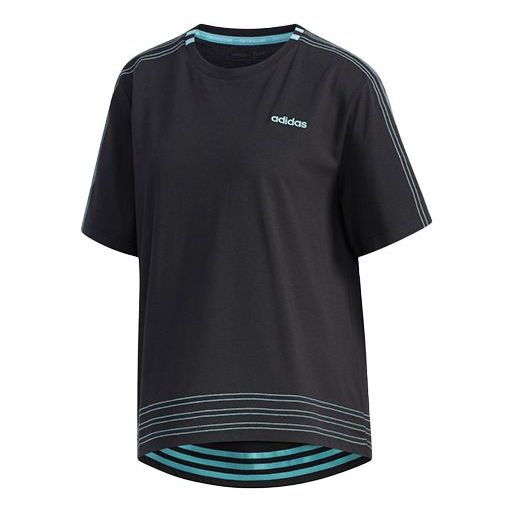 (WMNS) adidas neo AL C TSHIRT Sports Round Neck Short Sleeve Black DW7733