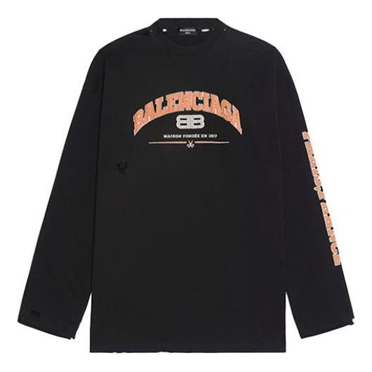 Balenciaga Maison Balenciaga Long Sleeve T-Shirt 'Black' 681046TLVJ11074