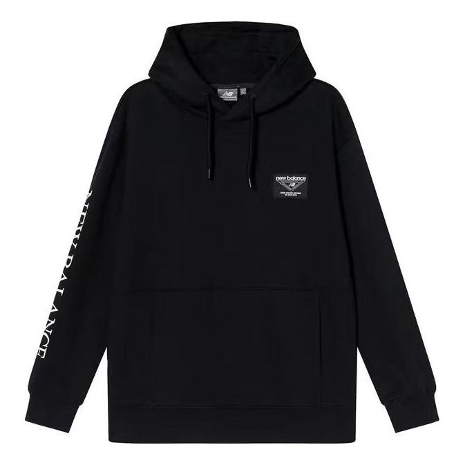 New Balance Casual Letters Print Hoodie 'Black White' NC943021-BK