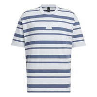 adidas Logo Stripe T-shirt Asia Sizing 'Grey Navy' IT3929