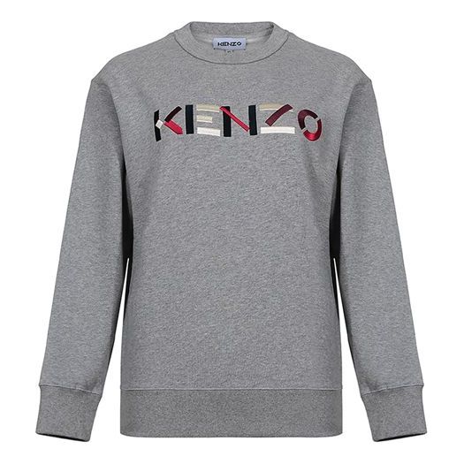 (WMNS) KENZO FW20 Cotton Embroidered Logo Pattern Fleece Lined Pearl Gray Hoodie FA62SW8204MO-94