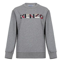 (WMNS) KENZO FW20 Cotton Embroidered Logo Pattern Fleece Lined Pearl Gray Hoodie FA62SW8204MO-94