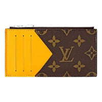 LOUIS VUITTON Monogram Macassar Canvas Coin Card Holder 'Yellow' M82910