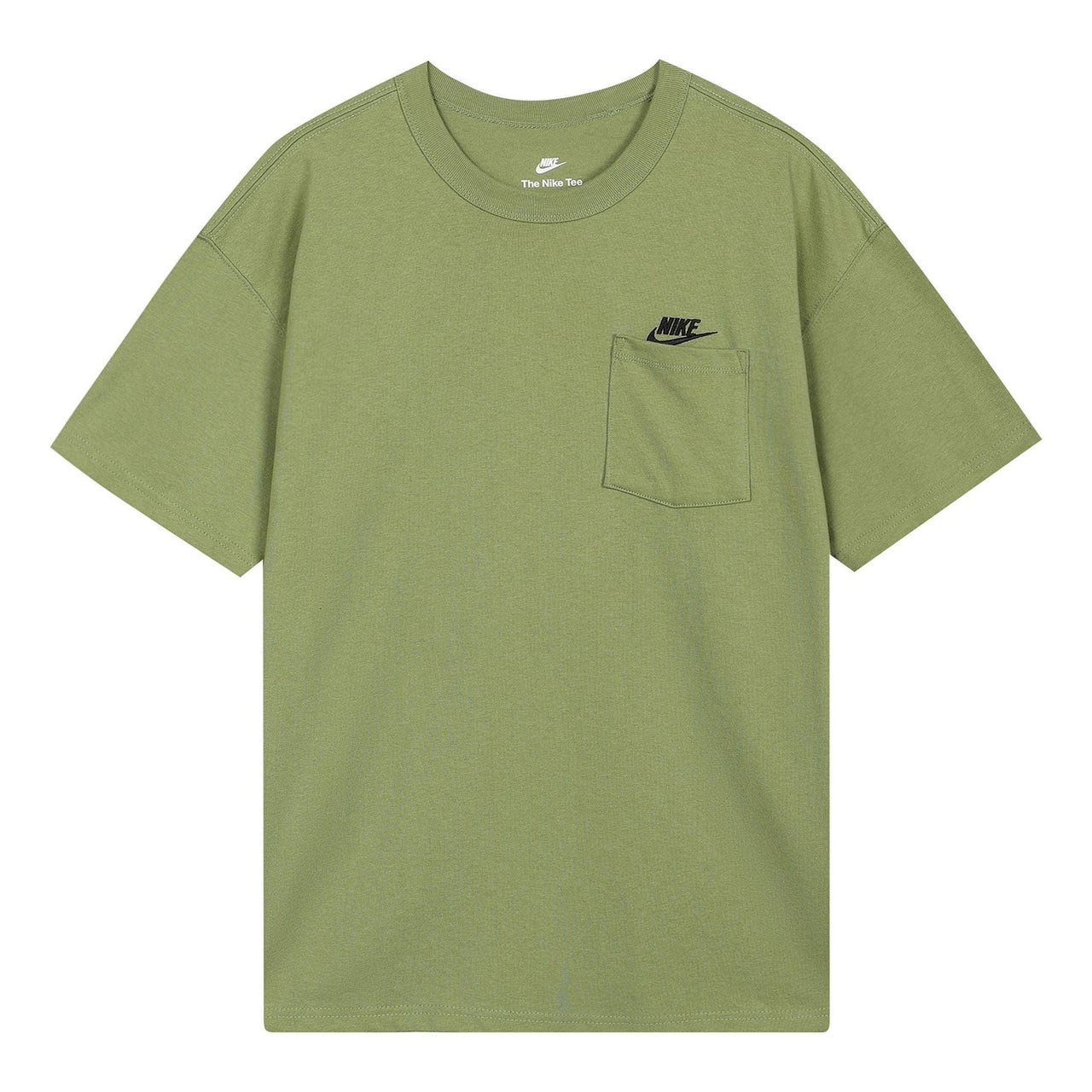 Men's Nike Solid Color Pocket Round Neck Loose Short Sleeve Green T-Shirt DQ9296-334