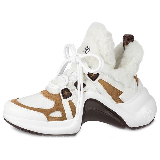 (WMNS) LOUIS VUITTON LV Archlight Shearling Sneakers 'White Brown' 1AACQS