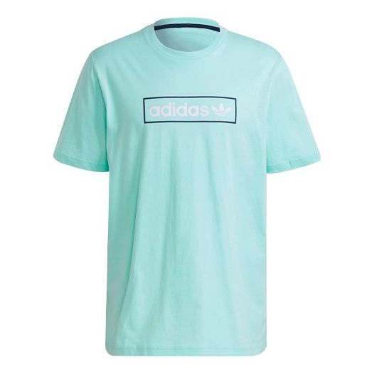 adidas originals MENS Linear Logo Printed Sports Short Sleeve Green HB1818