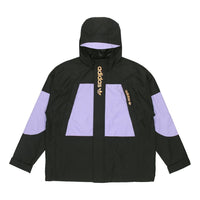 adidas originals Logo Pattern Loose Long Sleeves Hooded Jacket Black H07078