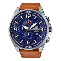CASIO EDIFICE Blue DialBrown Strap Blue DialBrown Strap Mens BlueBrown Analog EFR-555L-2A
