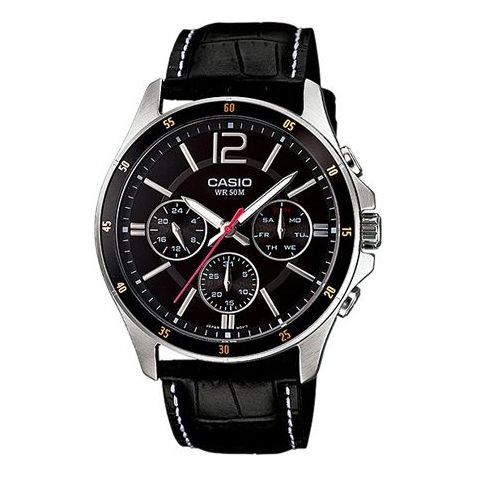 CASIO Quartz Waterproof Mens Black Analog MTP-1374L-1AV