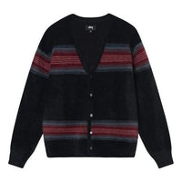 Stussy Stripe Shaggy Cardigan Sweaters 'Black' 117137