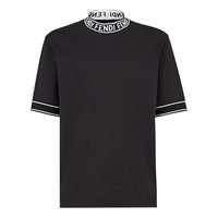 Men's FENDI Cotton High Collar Short Sleeve Black FY1040ACN3F0QA1