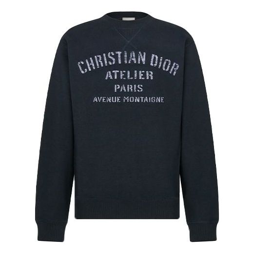 DIOR Lettered Round Neck Pullover Sweater For Men Navy 043J655A0531-C589