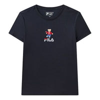 (WMNS) FILA Bear Pattern Round Neck Pullover Short Sleeve Blue F11W118152F-NV