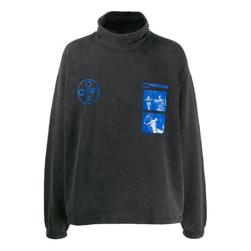 Men's Off-White FW21 Pattern High Collar Long Sleeves Loose Fit Black Gray OMBA039F19E300091030