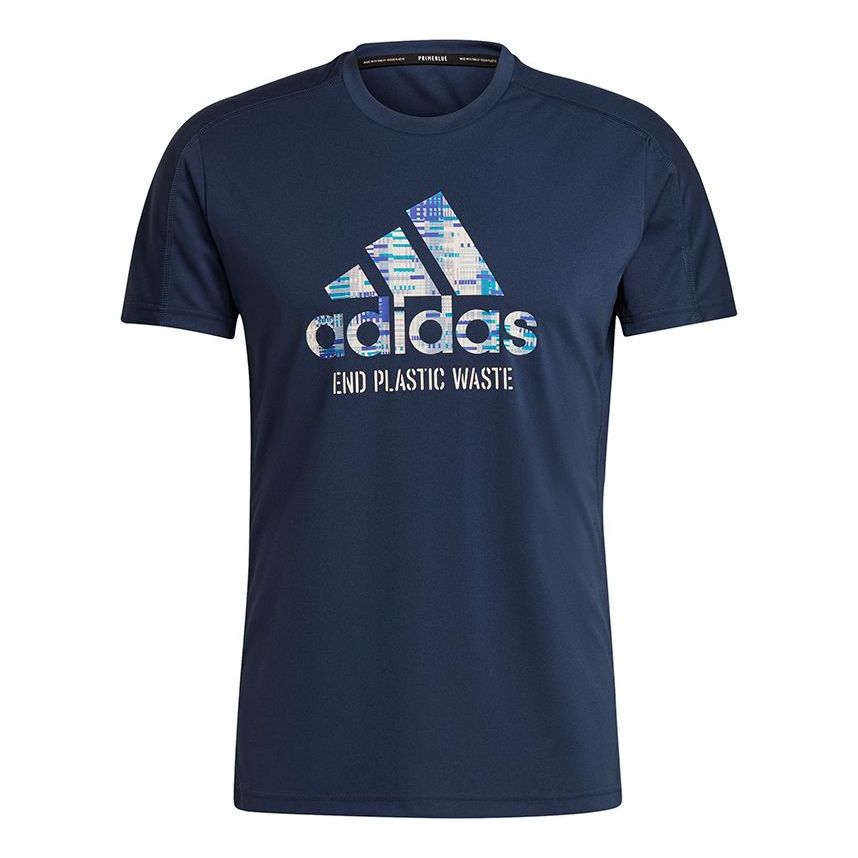 adidas RFO GPX TEE M Running Sports Short Sleeve Navy Blue GJ6457
