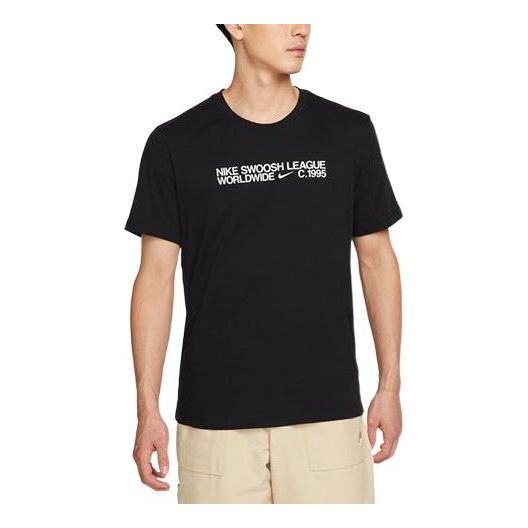 Men's Nike Contrasting Colors Logo Alphabet Pattern Printing Round Neck Casual Short Sleeve Black T-Shirt DM6410-010