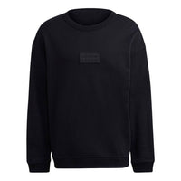 Men's adidas originals Silicon Crew Logo Label Sports Round Neck Pullover Black GN3293