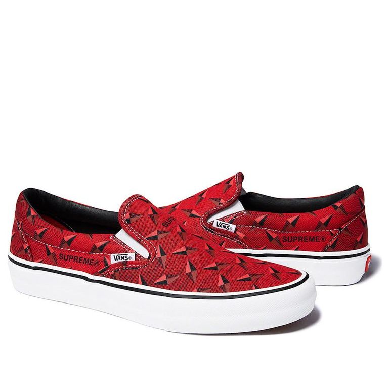 Vans X Supreme Slip-On SS19 Diamond Plate Collection Red SUP-SS19-10059