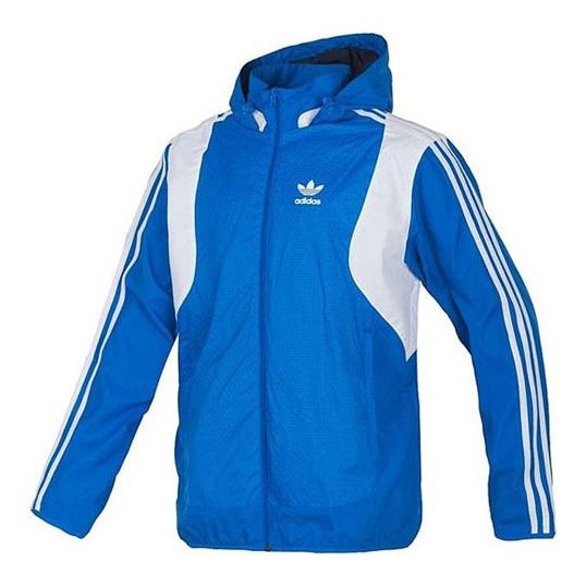 adidas originals Srscher Wb Athleisure Casual Sports Stripe Hooded Jacket Blue F77805