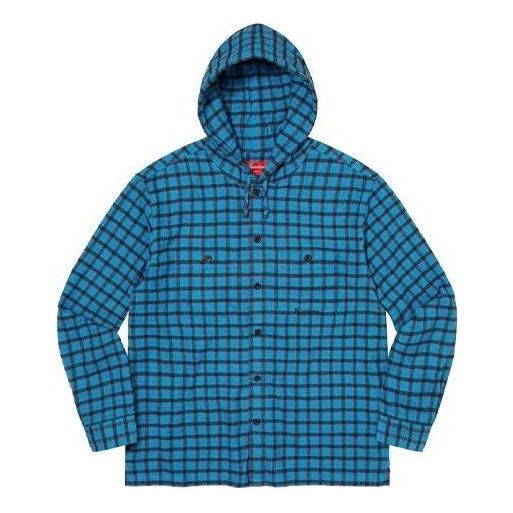 Supreme Mini Plaid Hooded Shirt 'Blue Black' SUP-SS22-171